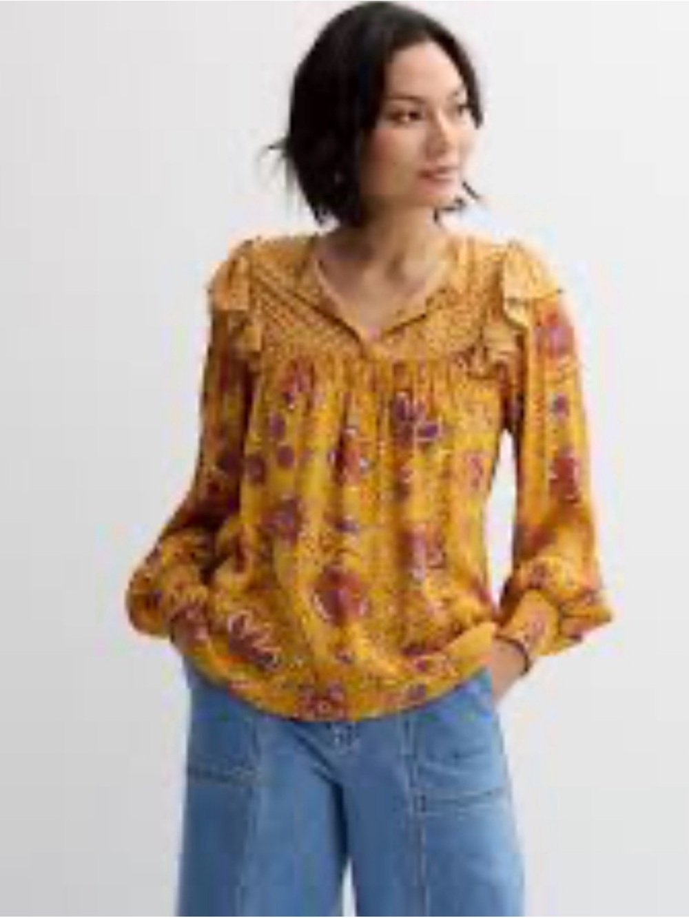 Mix print ruffle Blouse
